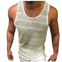 Men's T-Shirt Short Sleeve Crew Neck Cotton Loose Fit Workout Knitted Bottoming Shirt Tops Knitted Sleeveless Indoor Outdoor