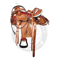Manaal Enterprises Premium Leather Western Barrel Racing Adult Horse Saddle,Size 14