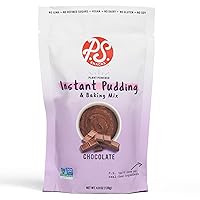 Plant Based Chocolate Instant Pudding by P.S. Snacks, Dairy Free, Gluten Free, Soy Free, 70% Less Sugar, Vegan, Baking Mix (Pack of 1)