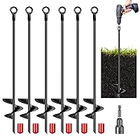 6 Pcs 30 Inch Auger Earth Anchor Shed Anchor Kit Spiral Blade Heavy Duty Shed Anchors Wind Stakes for Trailer, Shelters, Tents, Canopies, Trapping, Swing Sets
