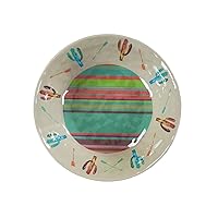 Paseo Road by HiEnd Accents Saguaro Cactus Melamine Salad Pasta Serving Bowl 4 Piece, Turquoise Red Cactus Print Large Deep Serving Dish Southwestern Plastic Mixing Bowl