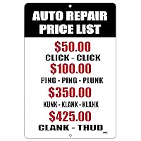 Funny Mechanic Metal Tin Sign Wall Decor Man Cave Bar Auto Repair Shop Price List