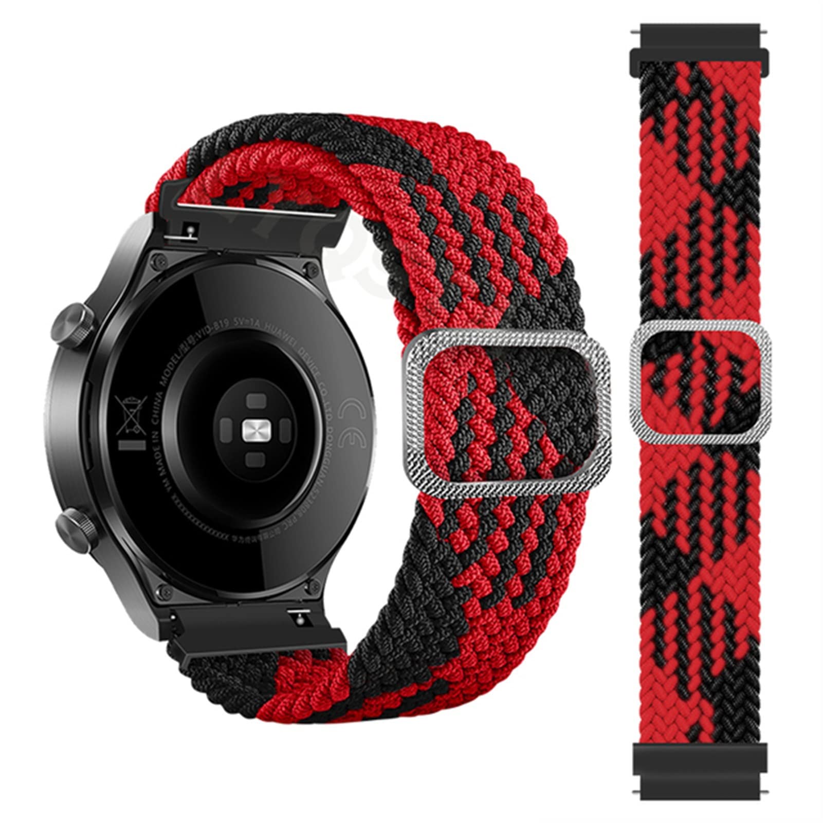 Wscebck Braided Correa Wrist Strap Bands for COROS APEX Pro/APEX 46 42mm Smartwatch Watchband PACE 2 PACE2 Bracelet Correa (Color : Red and Black, Size : for COROS PACE 2)