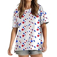 Plus Size American Flag Shirt Women 4th of July Tee USA Stars Stripes T-Shirt Patriotic Summer Blouse Tunic Tops