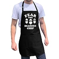 Fear the Bearded Chef Apron -Fun BBQ Apron- 1 Size Fits All Adjustable