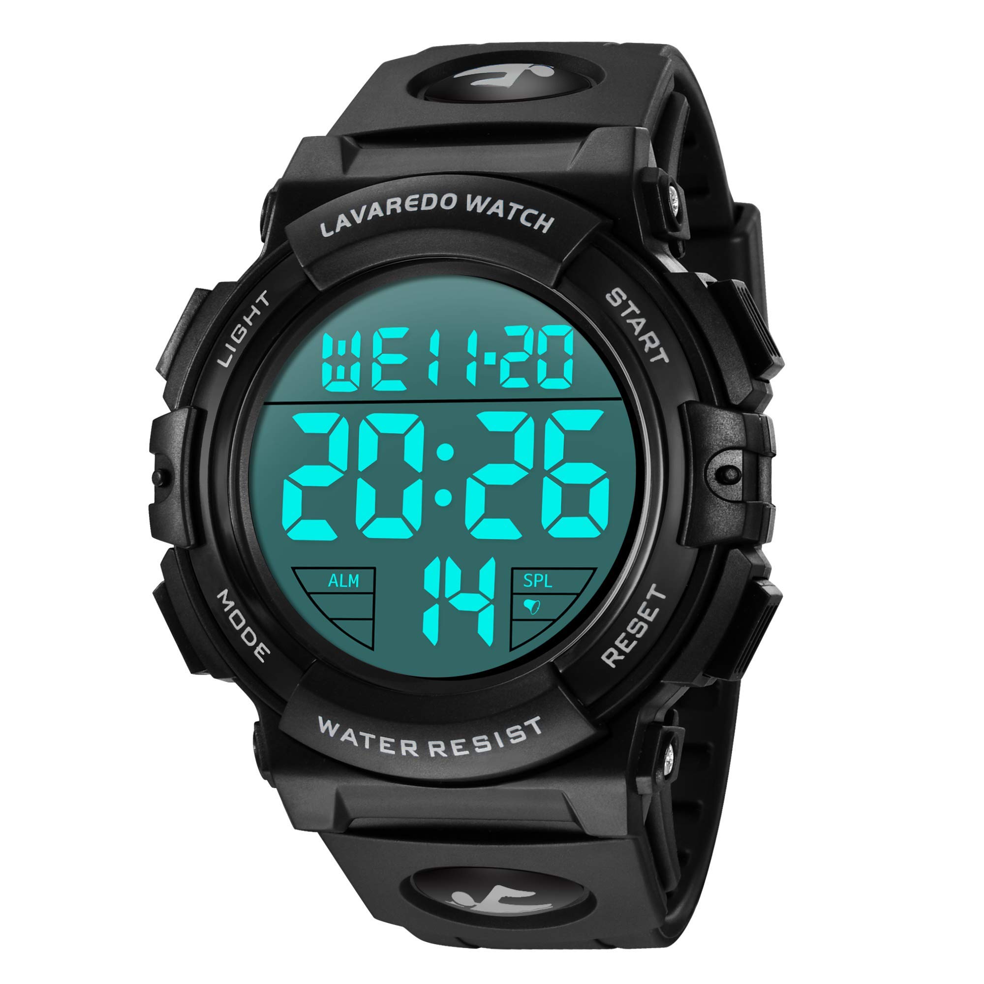 A ALPS Digital Herren Uhren - Sport Outdoor Armbanduhr 5 ATM wasserdichte Uhren mit Wecker/Kalender/Stoppuhr/Stoßfest