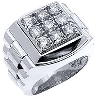 Mens 14k White Gold Square Diamond Ring 1.75 Carats