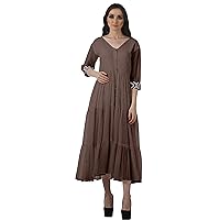 V-Neck Button Down Tiered Maxi Dresses Women Party Dress