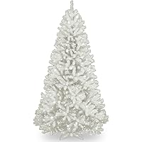 National Tree Company Pre-Lit Artificial Full Christmas Tree, White, North Valley Spruce, White Lights, Includes Stand, 7 Feet