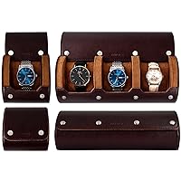 Watch Roll Travel Case Watch Box Organizer for Men Watch Display Storage Portable Watch Rolls PU Leather Cases (1 Slot+3 Slots)