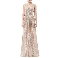 Women's A-Line Evening Party Gown Sequin Prom Dress Long