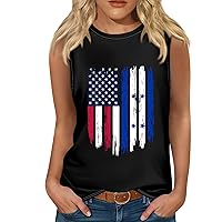 4th of July Tank Tops for Women Tie Dye Graphic Tee American Flag Sleeveless Shirts Summer Patriotic Shirt Tanks