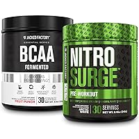 Jacked Factory Nitrosurge Pre-Workout in Arctic White & BCAA in Fruit Punch for Muscle Building and Recovery