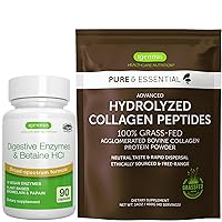 Advanced Digestive Enzymes & Betaine HCl + 100% Grass Fed Bovine Collagen Powder, Digestive Support, by Igennus
