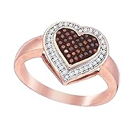Brandy Diamond® 10k Rose Gold Chocolate Brown Diamond Halo Heart Fine Design Ring 1/5 Ctw.