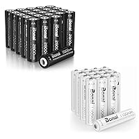 BONAI AA Rechargeable Batterie 24p with AAA Rechargeable Batteries 16p