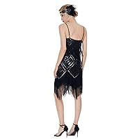 Women's Deep V Neck Spaghetti Strap Slip Mini Short Dress 1920s Flapper Dress Gatsby Dress