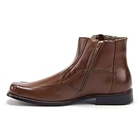 Jazamé Men's Leather Lined Ankle High Moto Zipped Chelsea Dress Boots
