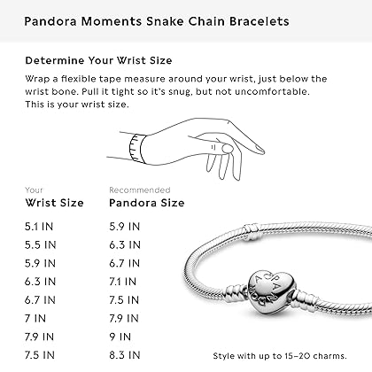 PANDORA Jewelry Moments Heart Clasp Snake Chain Charm Bracelet
