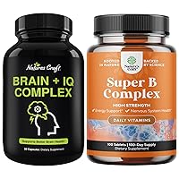 Bundle of Nootropic Memory Supplement for Brain Support and Vitamin B Complex Adult Multivitamin - Vitamin B 12 Bacopa Monnieri Rhodiola Rosea DMAE - Natural Energy Supplement with Active B Complex