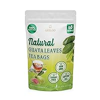 50 Premium Guava Leaf Tea Bags, 100% Natural and Pure from Guava Leaves. Loose Leaf Guava Herbal Tea. Guava Leaf Tea. No Sugar, No Caffeine, No Gluten, Vegan.