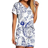 Women's Short Sleeve Pajama Sets Casual V Neck Short-Sleeved Tops and Shorts 2 Piece Lounge Sets With Pockets S-3XL