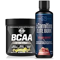 PMD Sports BCAA's Stim Free for Recovery and Performance Lemonade (30 Servings) & Siren Labs L-Carnitine Elite Burn Fat Loss Support Strawberry Blast 3000 mg (32 Servings)