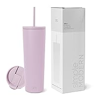 Simple Modern Insulated Tumbler with Lid and Straw | Iced Coffee Cup Reusable Stainless Steel Water Bottle Travel Mug | Gifts for Women Men Her Him | Classic Collection | 28oz | Lavender Mist