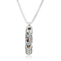 Alex and Ani Men's Tiger's Eye Gemstone 32 inch Necklace, Sterling Silver, Expandable