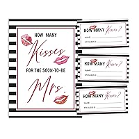 How Many Kisses for The Soon to Be Mrs Striped White Bridal Shower Game 1 Sign + 30 Cards