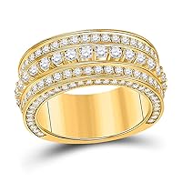 The Diamond Deal 10kt Yellow Gold Mens Round Diamond Statement Band Ring 3 Cttw
