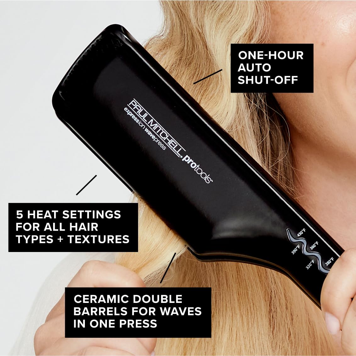 Express Ion WavePress Ceramic Deep Waver, Fast-Heating to Create a Variety of Wavy Hairstyles, including Deep Waves, Beach Waves, Mermaid Hair + Crimped Hair