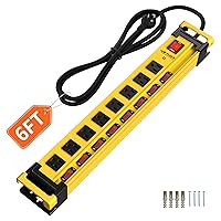 8 Outlet Power Strip Surge Protector 2700J with Individual Switches,Cord Manager,Heavy Duty Power Strip with 6FT/14AWG/15A Power Cord for Workshop,Garage and Industrial