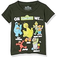 Sesame Street Boys' Elmo Cookie Monster Big Bird, Oscar The Grouch Short Sleeve Tee