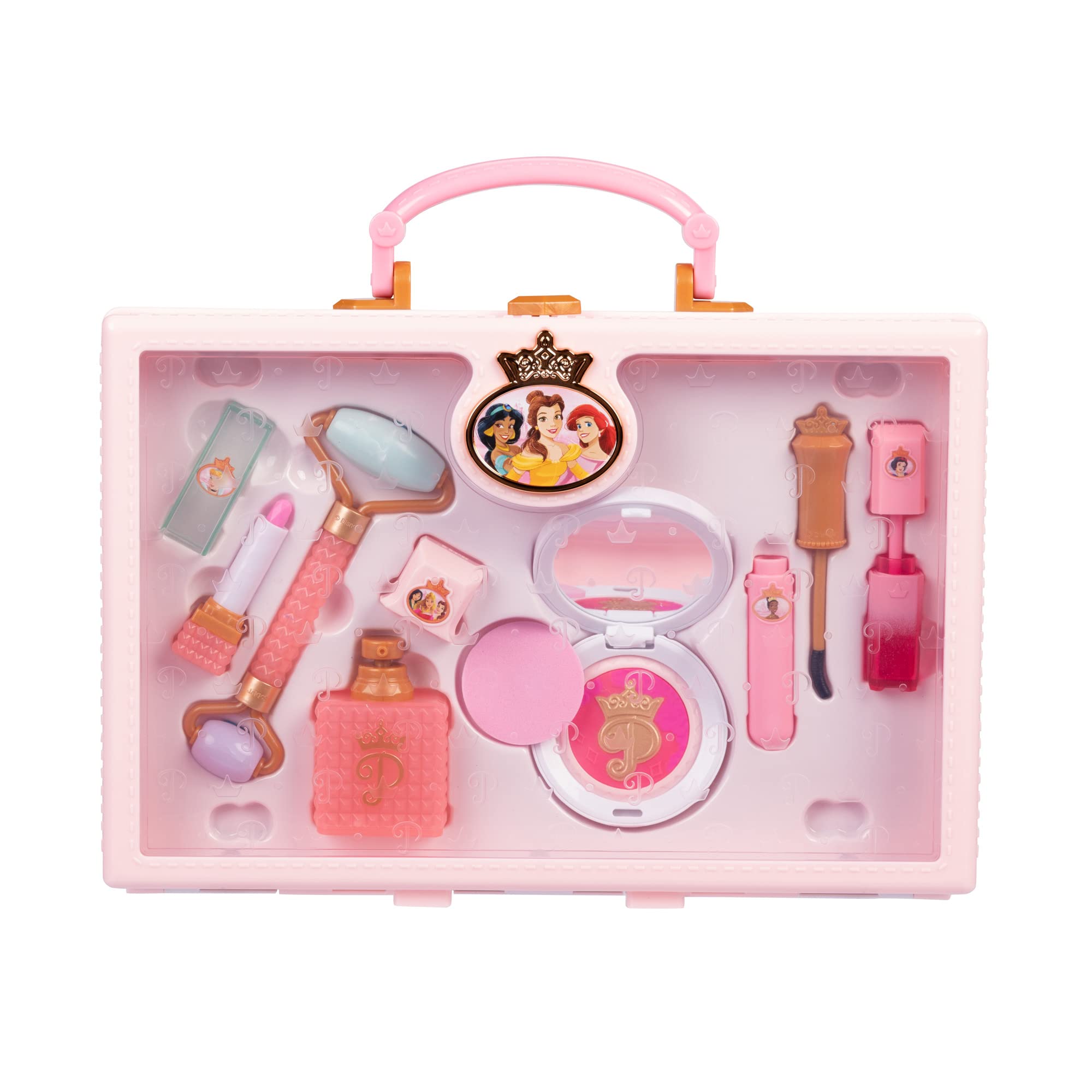 Disney Princess Style Collection Girls Trendy Makeup Tote Bag, Trendy Pretend Play Makeup Tools, Including a Face Roller, Comes with 8 Different Play Tools