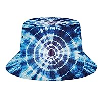 Bucket Hats for Women Blue Spiral Tie Dye Casual Unisex Sun Protection Fashion Bucket Printed Sun Cap (Packable,Fashionable,Breathable,Comfortable,Lightweight) Outdoor Fisherman Hat for Women and Men