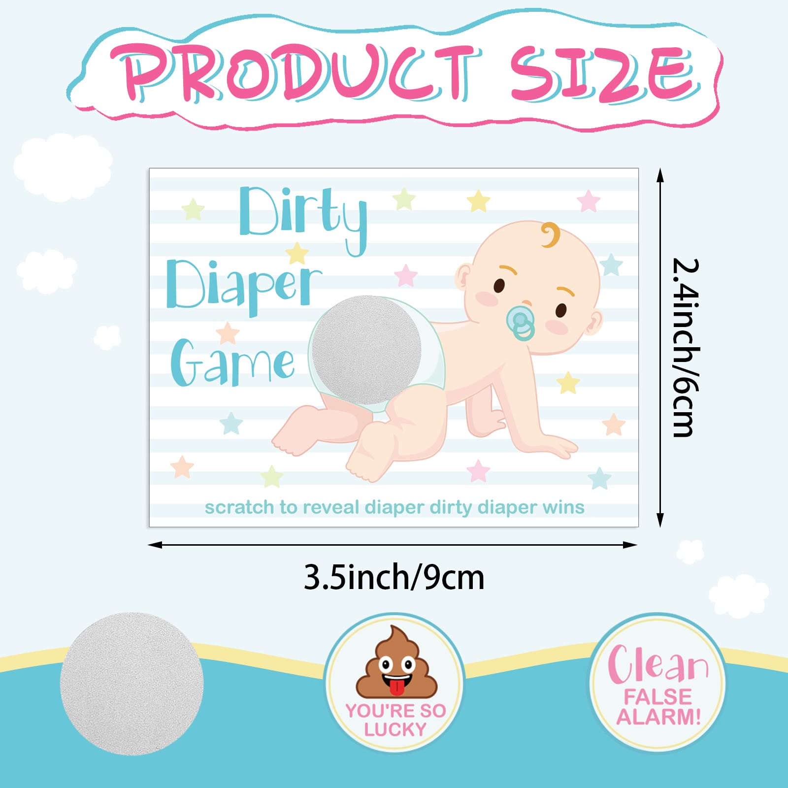 60 Pieces Baby Shower Scratch off Cards Funny Raffle Cards Baby Shower Party Games Decorations Cute Activity for Baby Shower Activity and Idea for Boy Girl (Nude Color)