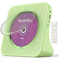 Portable CD Player for Home, Desktop CD Player with Speakers Stereo, Bluetooth, FM Radio, Remote Control, USB and AUX Port, Desktop Vertical Stand, Wired, Green, Gift