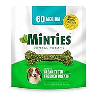 Dental Chews for Dogs, 60 Count, Vet-Recommended Mint-Flavored Dental Treats for Medium Dogs 25-50 lbs, Dental Bones Clean Teeth, Fight Bad Breath, and Removes Plaque and Tartar