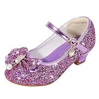 4 Toddler Girl Sandals Toddler Little Kid Girls Dress Pumps Glitter Sequins Princess Bowknot Low Heels Sandals Girls