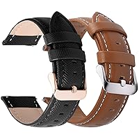 Fullmosa Quick Release Watch Band Leather 20mm Black+Rose Gold Buckle & Watch Band Leather 20mm Brown+Buckle