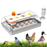 Egg Incubator, 24 Eggs Fully Automatic Poultry Hatcher Machine with Led Candler Automatic Egg Turner Temperature Control Chicken Incubators for Hatching Chicken Duck Goose Quail Parrot Birds Eggs