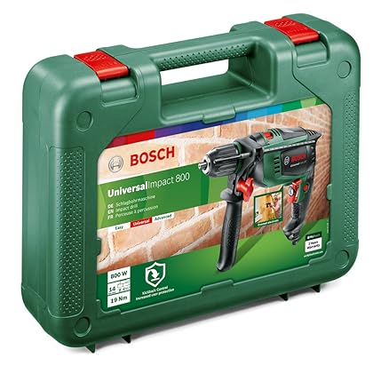 Bosch Home and Garden Hammer Drill, Universal Impact 800 (800 watt, Case), Black/Green