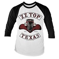 ZZ Top Officially Licensed Texas 1962 Baseball Long Sleeve T-Shirt (White/Black), XX-Large