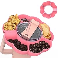Snack Tray Bowl for Stanley 40oz Tumbler with Handle, Silicone Reusable Snack Ring Holder Accessories for Stanley Cup(Pink)