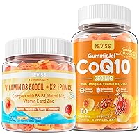 NEVISS Vitamin D3 5000IU + K2 (MK-7) 120mcg + Sugar-Free CoQ10-250mg Filled Gummies