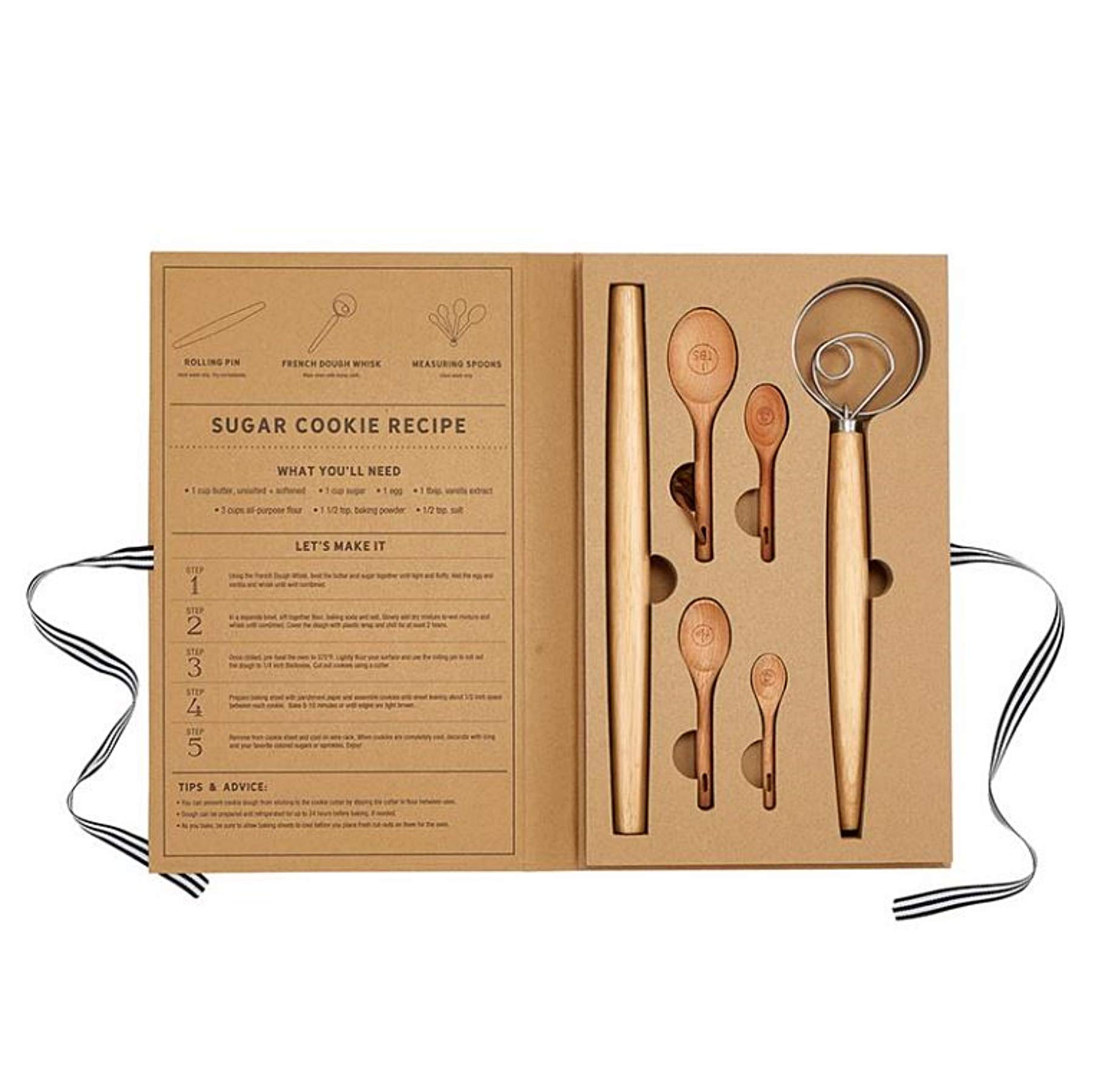 Santa Barbara Design Studio Gifts for Bakers Table Sugar Collection Cardboard Book Baking Essentials Gift Set, 6-Pieces, Wood