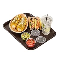 Restaurantware RW Base 12 x 16 Inch Fast Food Tray 1 Sturdy Cafeteria Lunch Tray - Lightweight No Slip Brown Plastic Serving Tray Rounded Corners for Restaurants Or Dinner Service