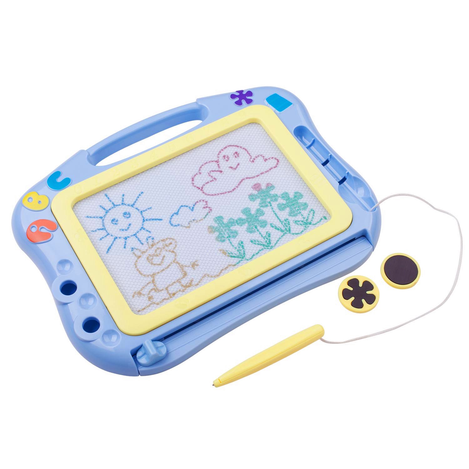 ikidsislands IKS85B [Travel Size] Magnetic Drawing Board for Toddlers, Color Magna Erasable Doodle Pad for Kids, Mess Free Write and Learn Creative Educational Toys for Toddler Boys (Blue)