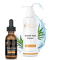 Natural Facial Serum with Hyaluronic Acid, Vitamin C Serum for Acne, Postpartum Cream, Pregnancy Gift, Best Facial moisturizer, Belly Butter, New Mother Skincare, Dermatologist Recommended
